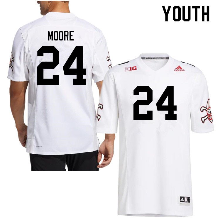 Youth #24 Brandon Moore Nebraska Cornhuskers College Football Jerseys Sale-Strategy - Click Image to Close